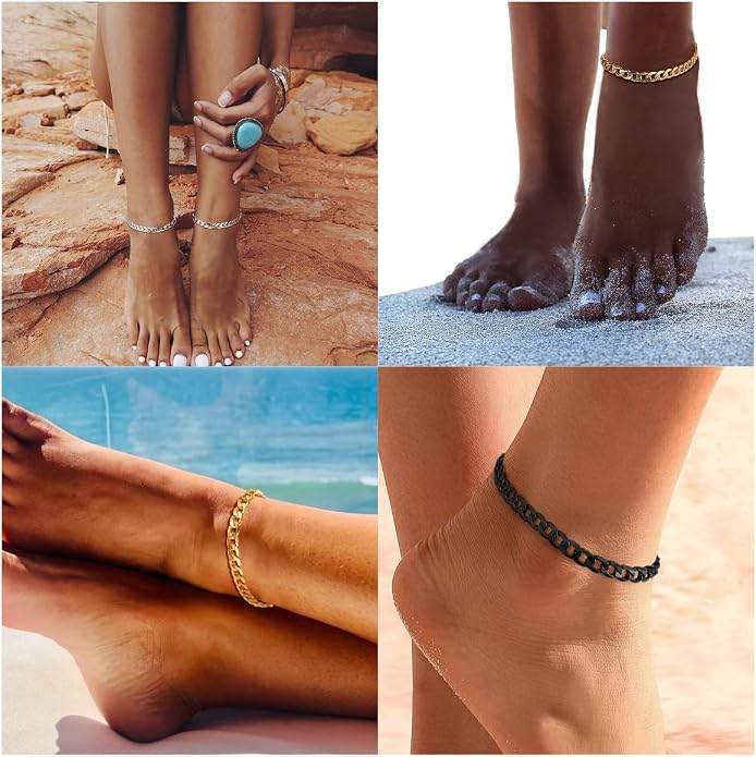 PROSTEEL Gold/Silver Anklets for Women Waterproof, 14K Gold Plated Ankle Bracelet Non Tarnish, Jewelry Gifts Adjustable