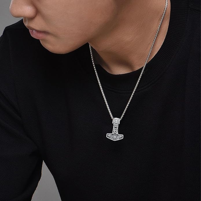 Viking Necklace for Men 925 Sterling Silver Nordic Viking Necklace Viking Amulet Jewelry Gifts for Men Women