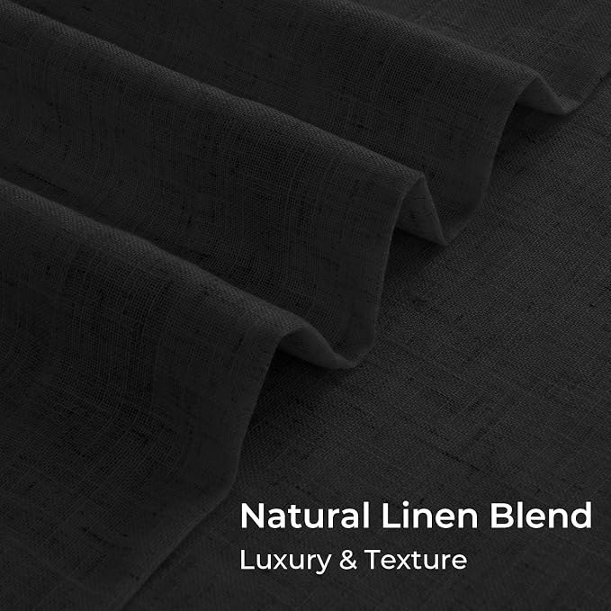 CAPALOCA Pinch Pleated Curtains Blackout, Linen Blackout Curtains 102 inches Long 2 Panels Set for Bedroom, Thermal Insulated Pinch Pleated Drapes for Living Room, 40" W x 102" L (Pack of 2), Black