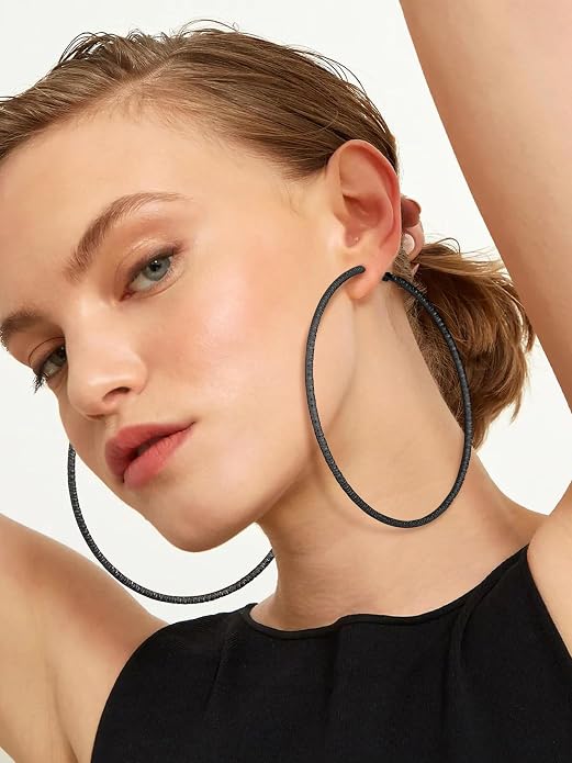 PROSTEEL 30/40/60/80/100mm Chunky Hoop Earrings For Women Gold Plated/Black Stainless Steel Hoops Earrings Statement Jewelry