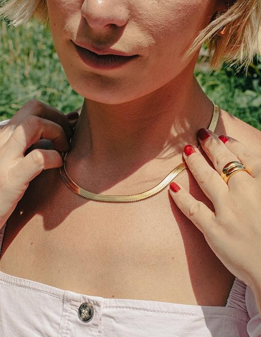 Natural Freshwater Baroque Pearl Necklace 14K Gold Plated Dainty Choker Necklace for Women Girls Snake Chain/Cuban Link/Paperclip/Ball Beaded Chain/Tennis Chain Fashion Jewelry for Gift