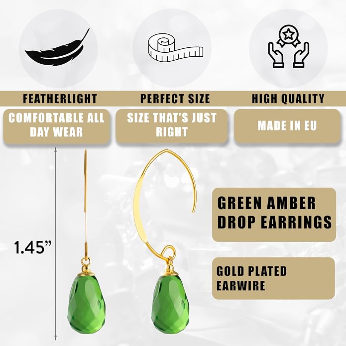 Pull-Through Earrings, Amber Jewelry, Faceted Sparkling Amber Earrings - Parent