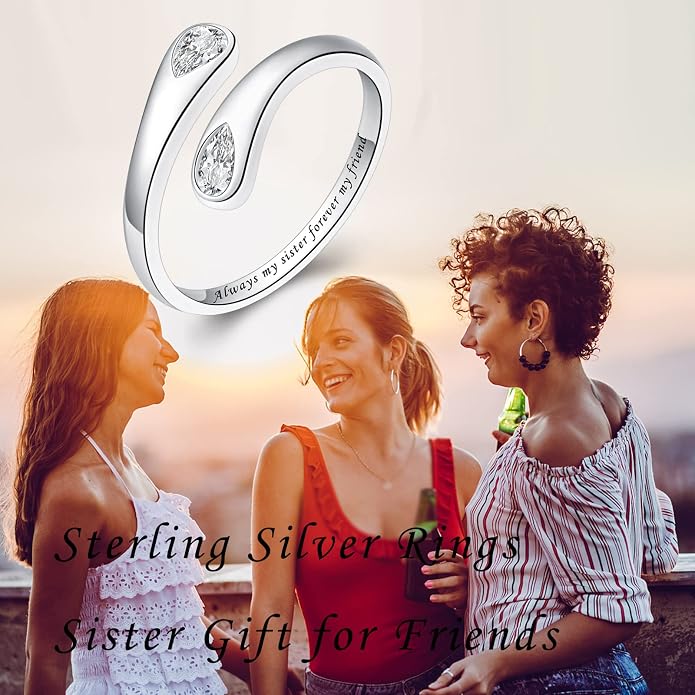Fookduoduo 925 Sterling Silver Ring Inspirational Jewelry adjustable Wrap Open Rings for Women
