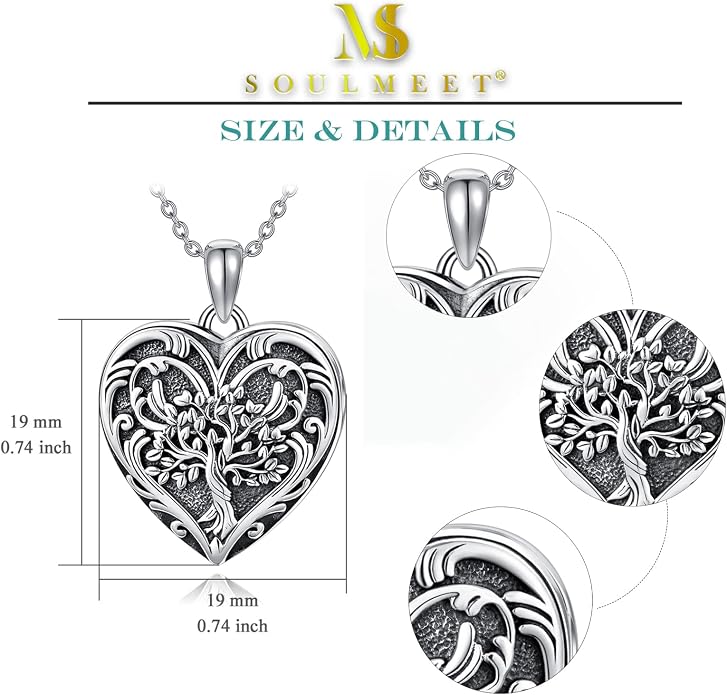 SOULMEET Personalized Silver Locket Necklace That Holds Pictures Photo Keep Someone Near to You, Memorial Custom Lockets Necklaces Letters Engraving for His Her