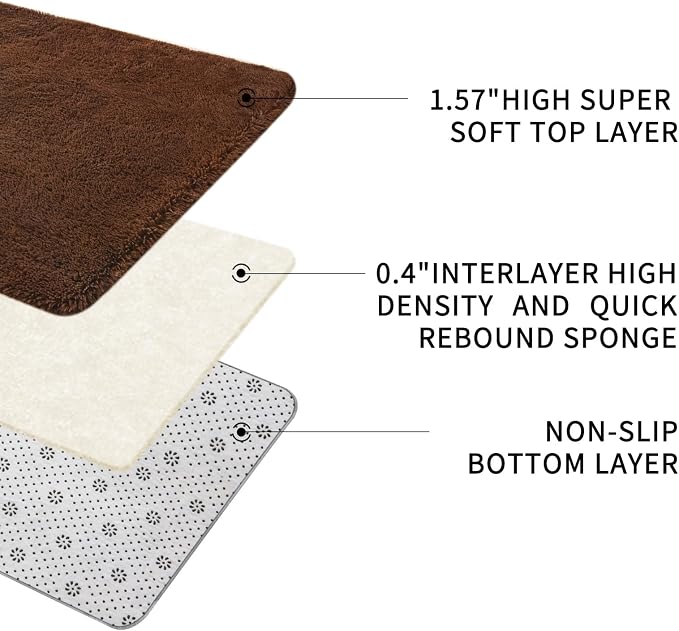 Sour Lemon 8x10 Area Rugs for Bedroom Living Room, Large Fluffy Shag Brown | Shaggy Carpet, Soft Plush Furry Bedside Rugs, Anti Slip, Washable Area Modern Rugs Floor Mat for Kids Girls Boys Living Room