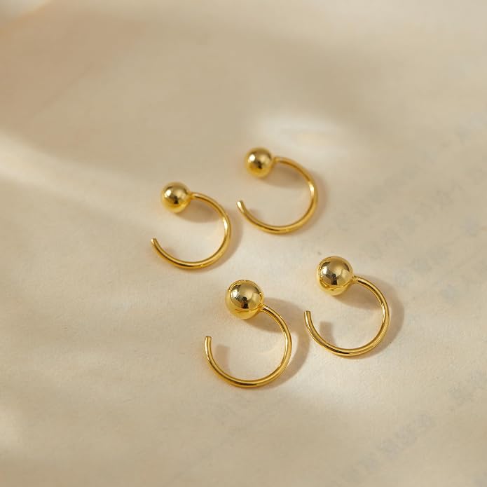 CHIC & ARTSY 925 Sterling Silver Half Hoop Earrings for Women, Small Huggie Hoops Set with Ball Bar Star Moon Cross & Pearl, Lightweight Comfort Fit Everyday & Sleep Earrings