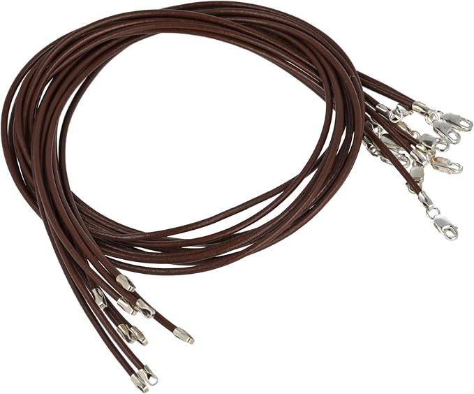 The Beadsmith Greek Leather Necklaces – Brown, 18” in Length, Assembled with Sterling Silver Lobster Clasp, 12-Pack