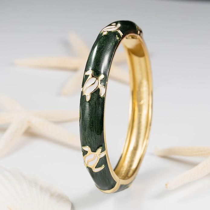 Hawaiian Turtle Hinged Clasp Fashion Enamel Bangle Bracelet