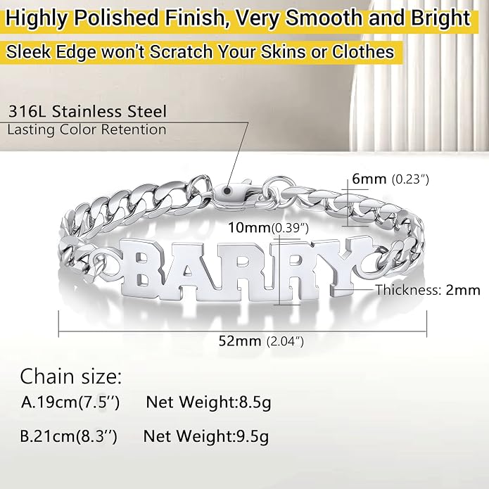 PROSTEEL Silver/Gold/Black Bracelets for Men Figaro Cuban Link, 6mm-13mm Width, 7.5"/8.3"/9" Length, Stainless Steel Mens Bracelet Jewelry with Gift Box
