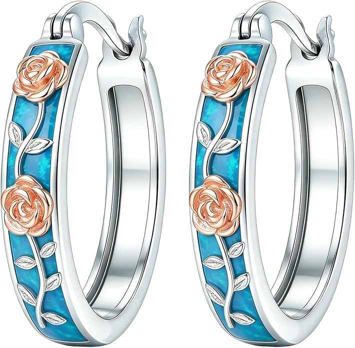 Opal/Turquoise Huggie Earrings 925 Sterling Silver Opal/Turquoise Small Animal Huggie Hoop Earrings Animal Huggies Earring Jewelry Gifts for Women Mom Her