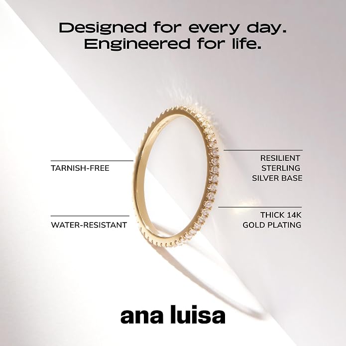 Ana Luisa Gold Rings for Women - 14K Gold Plated Rings for Women Non Tarnish - Trendy Stacking Ring for Daily Wear - Twisted, Heart, Eternity Ring Styles - Hypoallergenic & Water-Resistant Jewelry