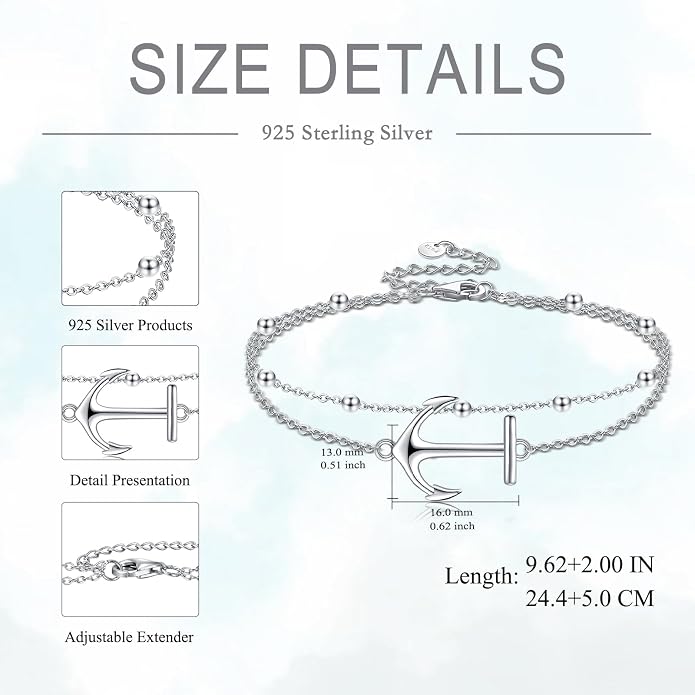 Heart/Starfish/Pineapple/Anchor/Sea Turtle/Butterfly/Celtic/Whale Tail bracelet Anklets for Women 925 Sterling Silver Anklets Jewelry for Women