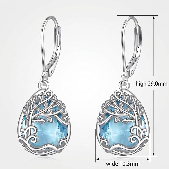 Teardrop Tree of Life/Filigree Earrings for Women Dangle Leverback Earrings Jewelry Gift Anniversary For Her