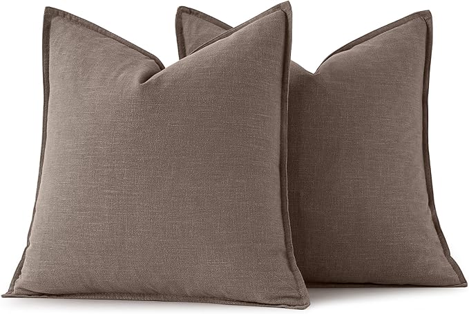 MIULEE Decorative Linen Pillow Covers 20x20 Inch Malt Ball | Boho Farmhouse Fall Autumn Couch Throw Pillows for Bed, Pack of 2 Accent Modern Pillowcases, Sofa Livingroom Home Decor