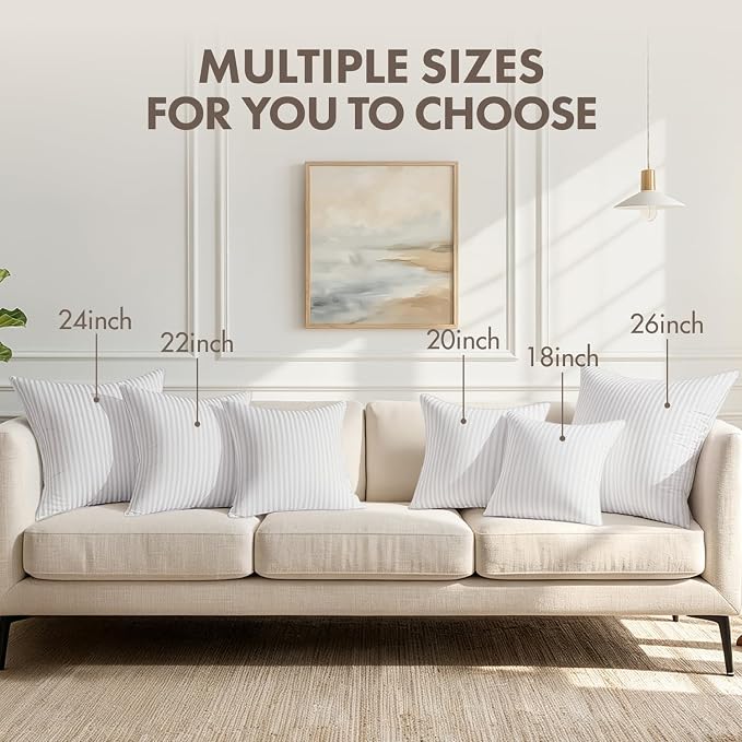 MIULEE 26x26 Throw Pillow Inserts Set of 2, 100% Virgin Microfiber Filling | Firm and Fluffy Decorative Pillows for Couch Sofa Bed, Cotton Cover Pillow