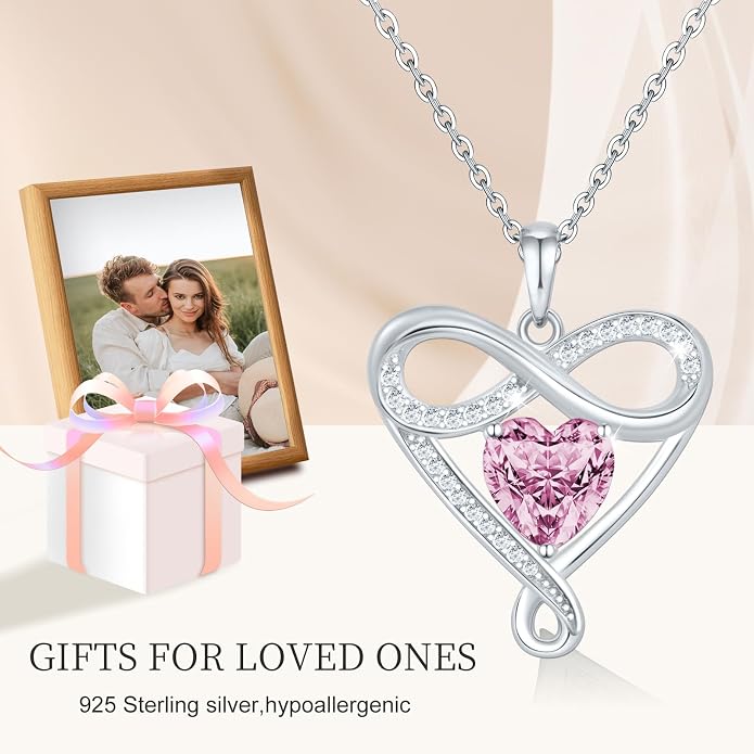 925 Sterling Silver Infinity Necklace - Exquisite Silver Jewelry for Women, Love Heart Necklace for Birthday, Anniversary, Valentine’s Day - Ideal Gift for Girlfriend, Wife, Mom, or Her
