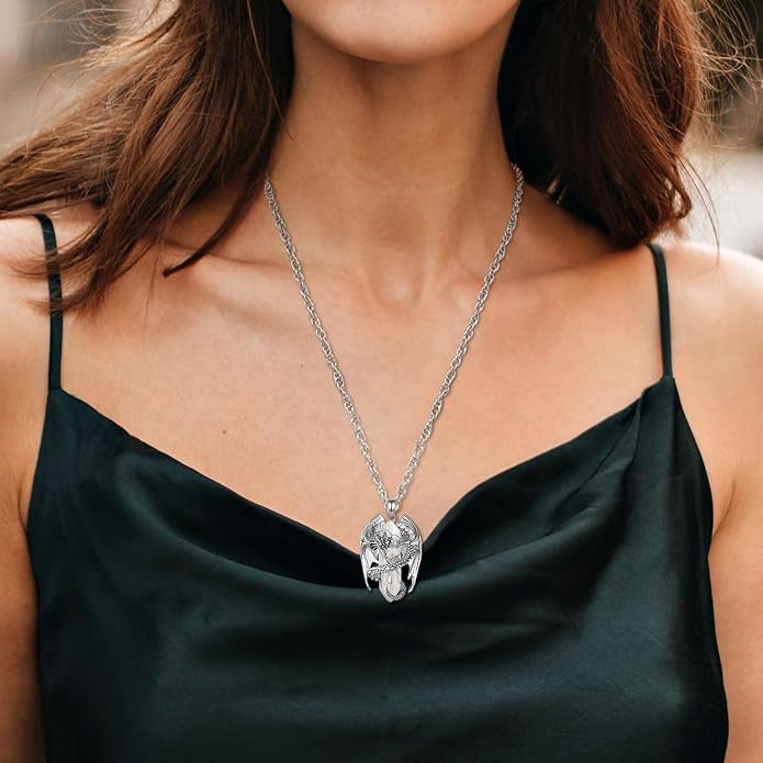 INFUSEU Unique Dragon Necklaces with Healing Crystal Stone for Men Women, Personalized Spiritual Gifts, 24 Inch Chain