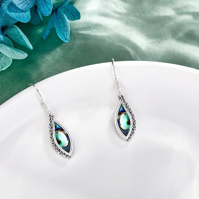 Silver Earrings for Women Sterling Silver Filigree Earrings Teardrop Dangle Drop Filigree Bohemia Jewelry Gift for Women Mother Mom