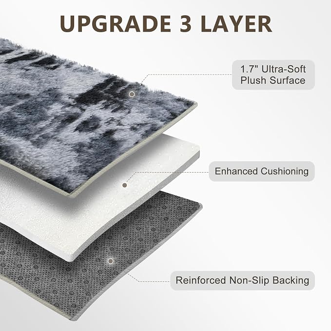 Extra Large 8x10 Area Rugs for Living Room Decor, Non-Slip Shaggy Tie-Dyed Rugs for Bedroom Kids Playroom Dorm Room, High Pile Ultra Soft Carpet, Blue