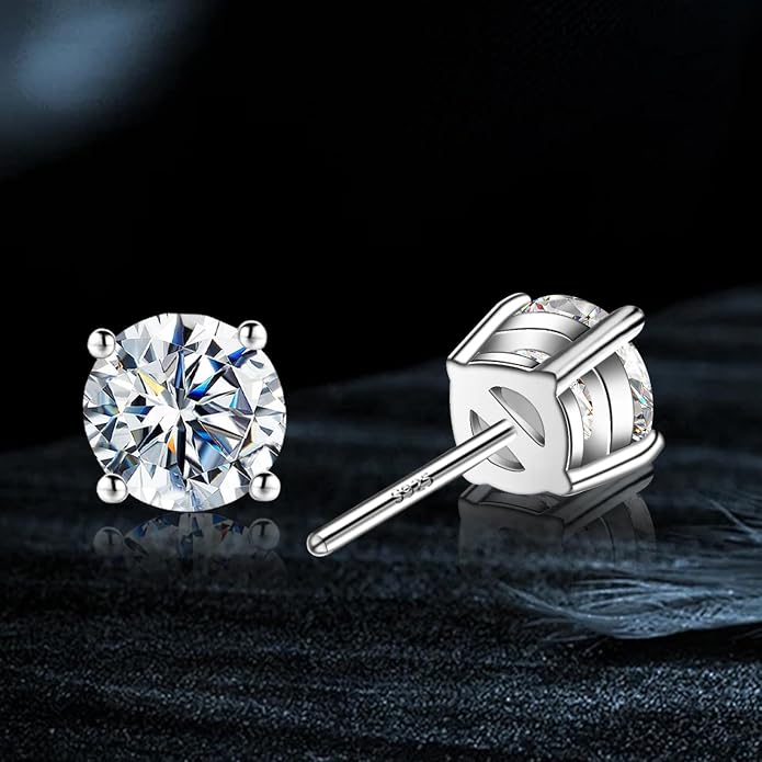 Moissanite Stud Earrings GRA 925 Sterling Silver Earrings for Men 18K White Gold Plating Earrings for Women,wedding earrings(0.3Ct-4Ct)