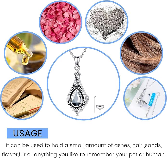 Seiyang Urn Necklace for Ashes 925 Sterling Silver with Birthstone Cremation Jewelry Keepsake Ashes Pendant Necklace Memorial Jewelry for Women Loved One