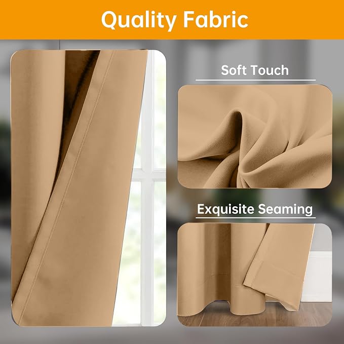 Room Divider Curtains Flexible Ceiling Tracks set Curtain track Ceiling Mount Blackout Curtain for Living Room Bedroom Ceiling Curtain Rod Privacy Dividers Panels W180 x H96 Khaki Drape & Black rail