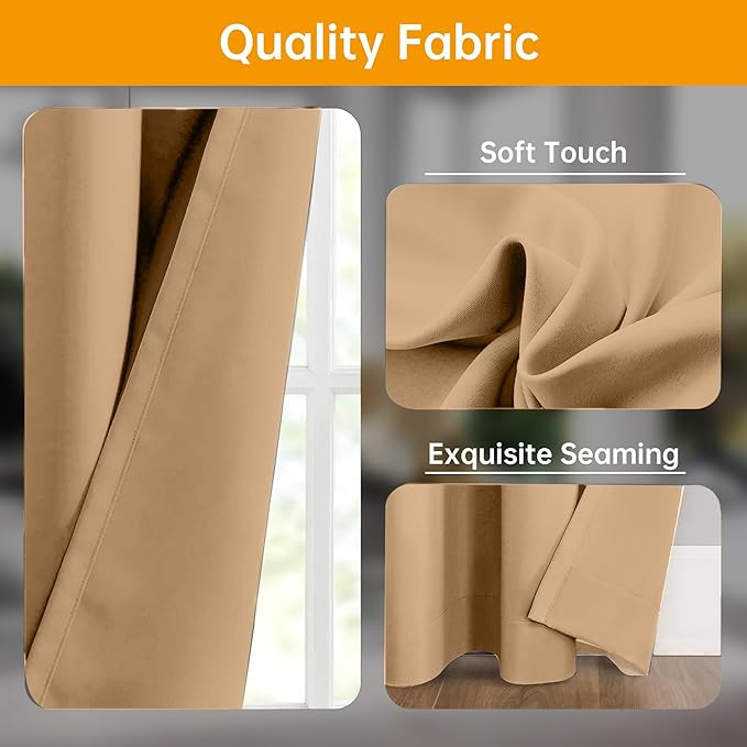 Room Divider Curtains Flexible Ceiling Tracks set Curtain track Ceiling Mount Blackout Curtain for Living Room Bedroom Ceiling Curtain Rod Privacy Dividers Panels W120 x H96 Khaki Drape & Black rail