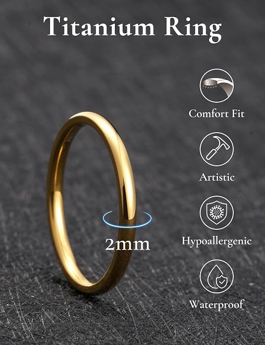 THREE KEYS JEWELRY 2mm 4mm 6mm 8mm Titanium Wedding Band for Men Women, Classic Domed & Step Edge High Polished Comfort Fit Anniversary Ring, Size 4-15