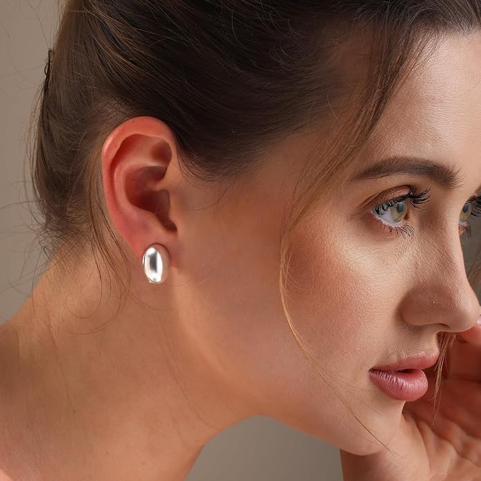 LeCalla 925 Sterling Silver Small Medium Clip On Earrings Non-Pierced Clip-On Stud Earring for Teen Women
