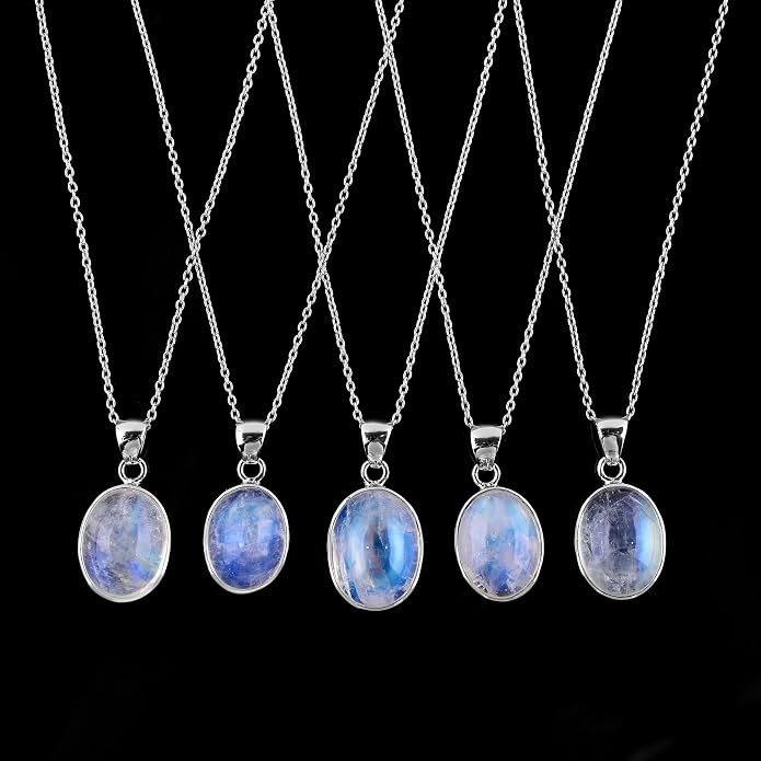 Raw Gemstone Dainty Pendant Necklace for Women, Trendy Healing Chakra Crystal, Birthstone Handmade 925 Sterling Silver Adjustable 18 inch Chain Jewelry, Birthday Gifts