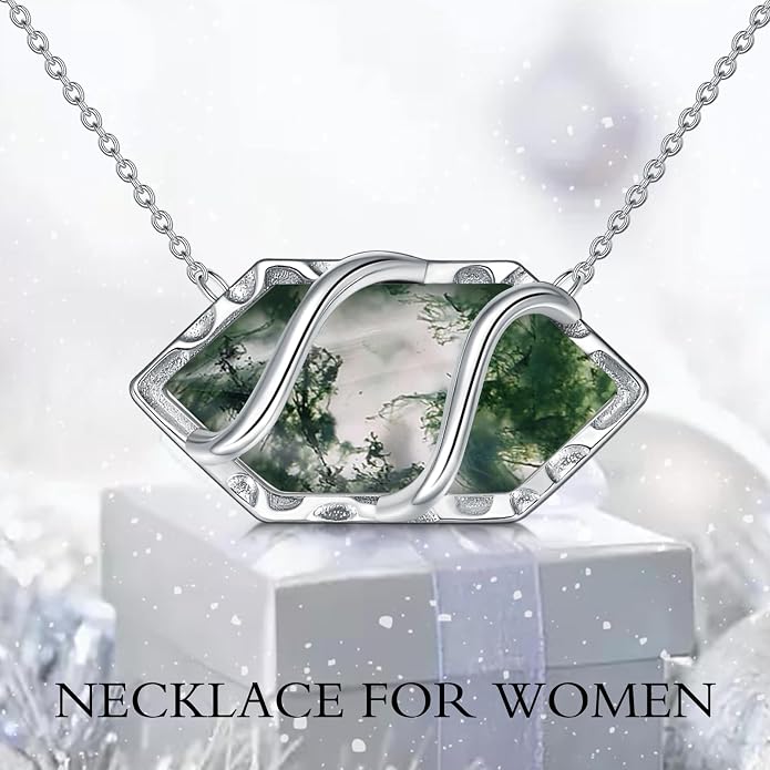 HPQQ Teardrop Necklace 925 Sterling Silver Filigree Gemstone Pendant Necklace Fine Jewelry Birthday Mother's Day Gifts for Women Her Mom