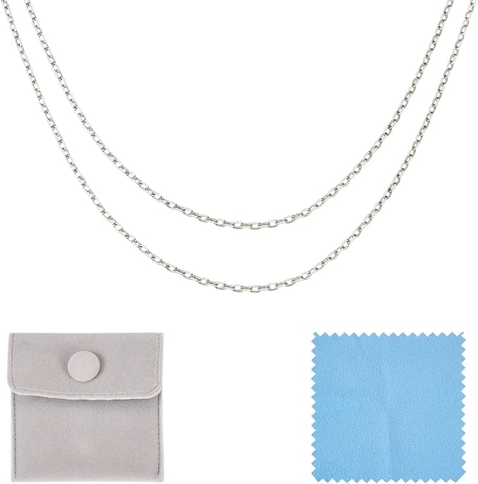 Elecrelive 925 Sterling Silver Cable Chain 3.28 Feet Unwelded Necklace Chains with Jewelry Cleaning Cloth Velvet Storage Bag for Men Women Jewelry Chain DIY Making