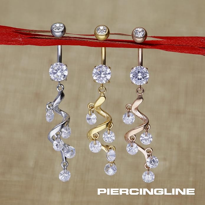 PIERCINGLINE Belly Button Piercing CRYSTAL VINE surgical steel, skin-friendly