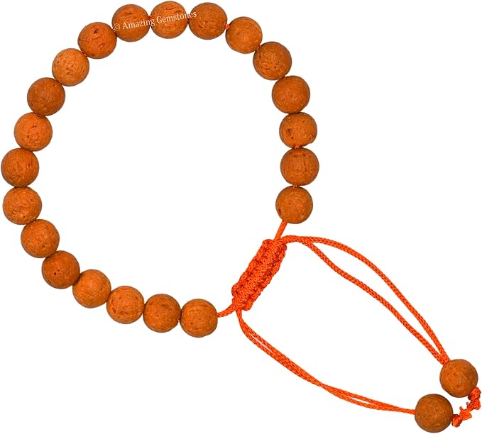 Amazing Gemstone Orange Lava Bracelet for Women Men's Gifts - Protection Healing Crystal Bracelet - 8mm Gemstones Beaded Adjustable Bracelet Pulseras para Hombres Mujer Stocking Stuffers