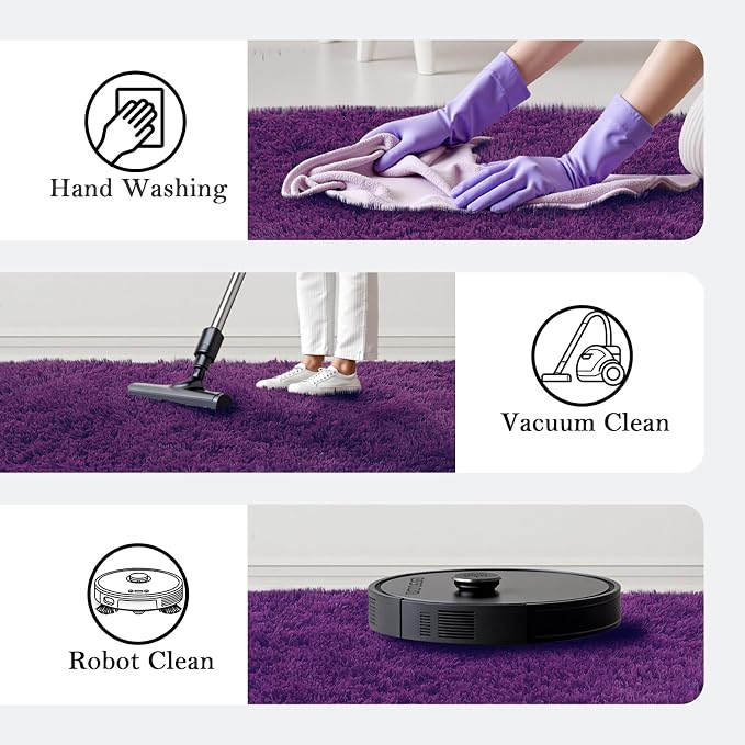 Rugs for Bedroom 4x6, Alfombras para Salas Shag Plush Soft Area Rug, Shaggy Carpets for Livingroom,Home Decor Aesthetic(Grape Purple, 4 x 6)