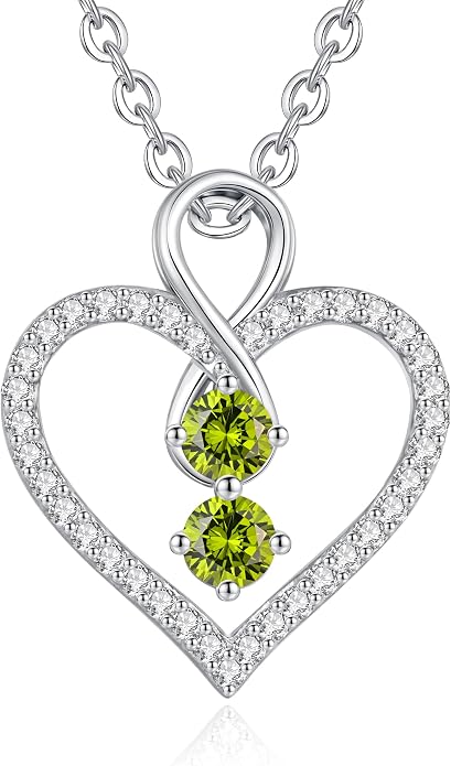 LOUISA SECRET Double Birthstone Necklaces for Women, 925 Sterling Silver Infinity Love Heart Pendant Necklace for Her, Birthday Anniversary Valentine's Day, Christmas, Wedding, Graduation Gift for Her, Personalized Gifts, Jewelry Gifts for Wife Mom Gir...