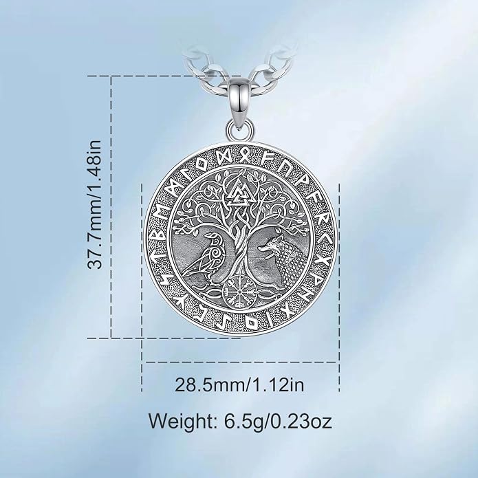 INFUSEU Mythology Pendant Necklaces for Men, Viking Norse Mjolnir Egyptian Anubis Ankh, 22-24 Inch Chain