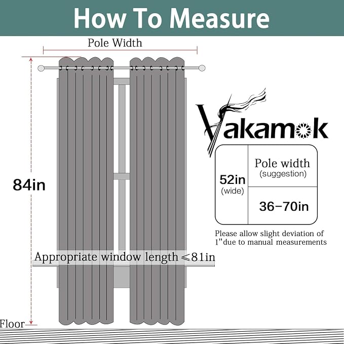 Yakamok Stone Blackout Curtains 84 Inches Long for Bedroom 52" Wide 2 Panel | Blackout Curtain Panels for Bedroom, 2 Thick Layers Grommet Top Thermal Insulated Drapes with Black Liner for Living Room