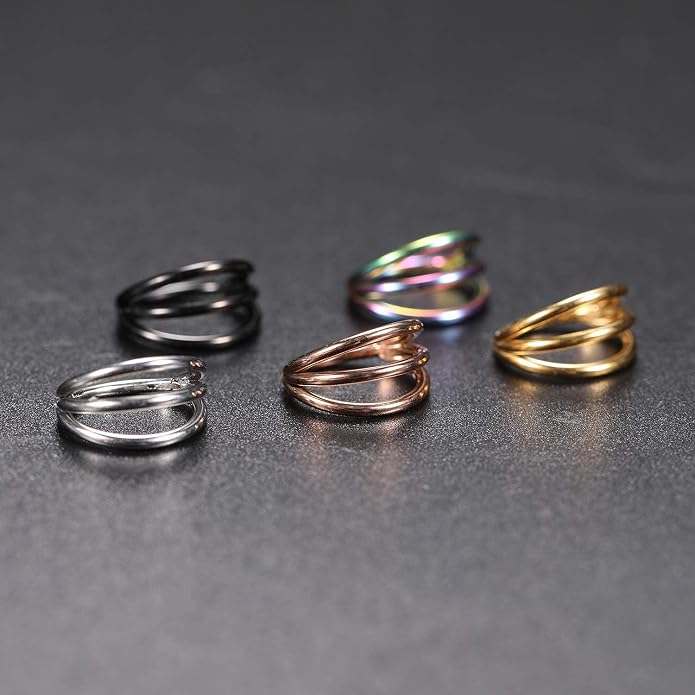 316L Surgical Steel Septum Clicker Ring Nose Ring Hoop Sleeper Hoop Earring Helix Rook Conch Cartilage Daith Tragus Earrings Lobe Nose Piercing Jewelry for Women