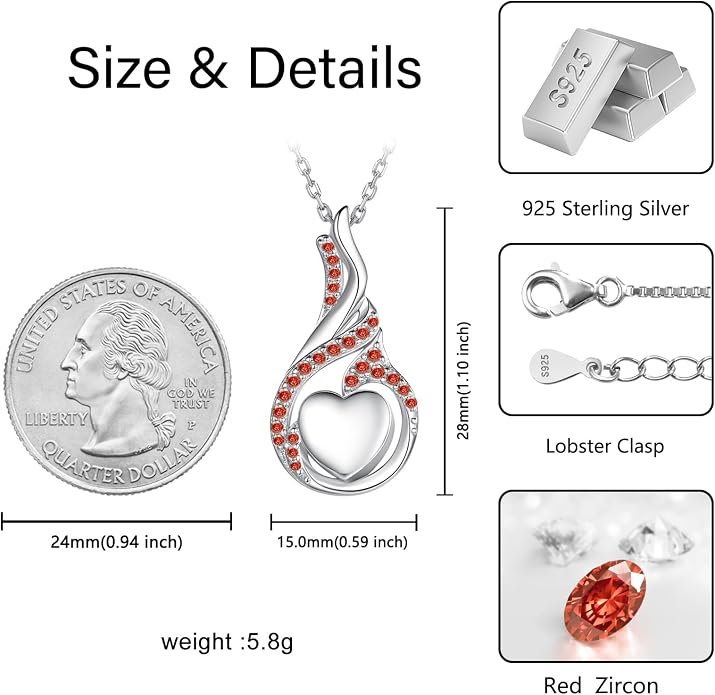 Cremation Jewelry 925 Sterling Silver Teardrop Urn Necklace for Ashes Heart Shape Memorial Keepsake Pendant for Human Ashes for Women Gift