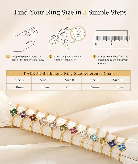 KAERUN Clover Birthstone Gold Rings for Women Non Tarnish 14K Gold Plated Stackable Thumb Ring Dainty Clover CZ Gemstone Emerald Engagement Rings Wedding Band Jewelry for Birthday Gifts Size 6-10