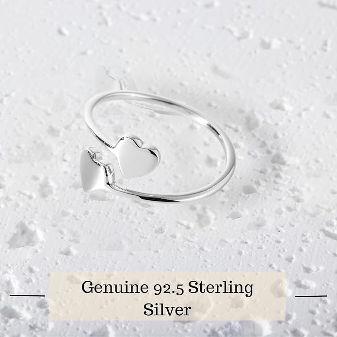18k Gold Plated Simple Minimalist Heart Adjustable Stackable Halo Ring Band for Women Valentines Day Gifts for Her Comes with a Gift Box