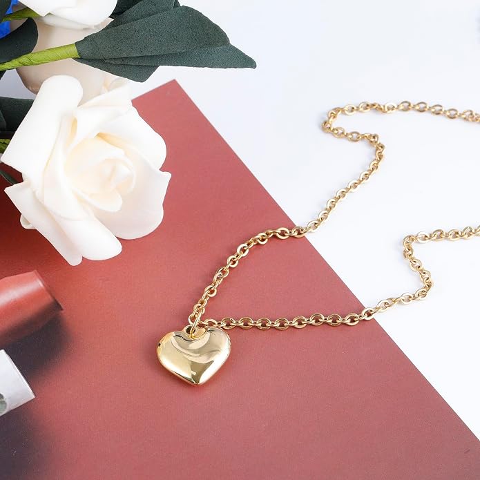 Milakoo Stainless Steel Pendant Necklace for Women Heart Charms Link Chains 23" Length Lobster Clasp