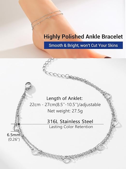 PROSTEEL Gold/Silver Anklets for Women Waterproof, 14K Gold Plated Ankle Bracelet Non Tarnish, Jewelry Gifts Adjustable