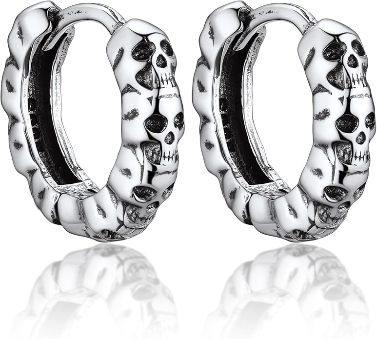 Bandmax 925 Sterling Silver Black Huggie Hoop Earrings 10mm Small Hypoallergenic Cartilage Piercing Jewelry for Women Men Gift