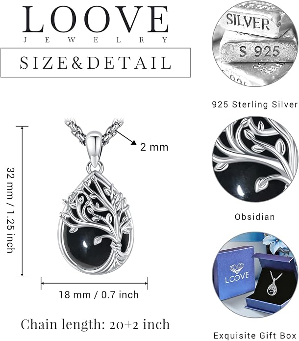 Sterling Silver Tree of Life Necklace for Women Oval Family Tree Necklace Abalone Shell Moonstone Pendant Mother Day Necklace for Mom Tree of Life Jewelry