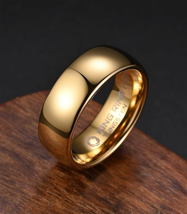 King Ring Tungsten 4/6/8mm Rings – Super Polished Wedding Bands – Designed in USA