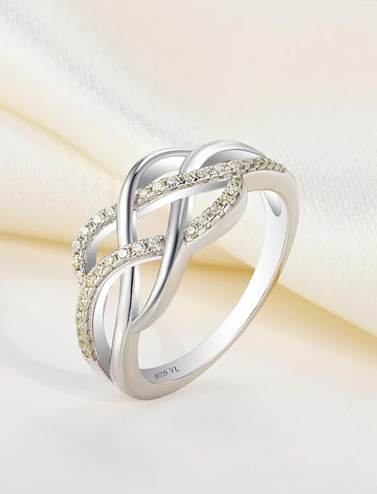YL Celtic Knot Rings 925 Sterling Silver Twisted Knot Ring Birthstone Infinity Statement Jewelry for Women-size5