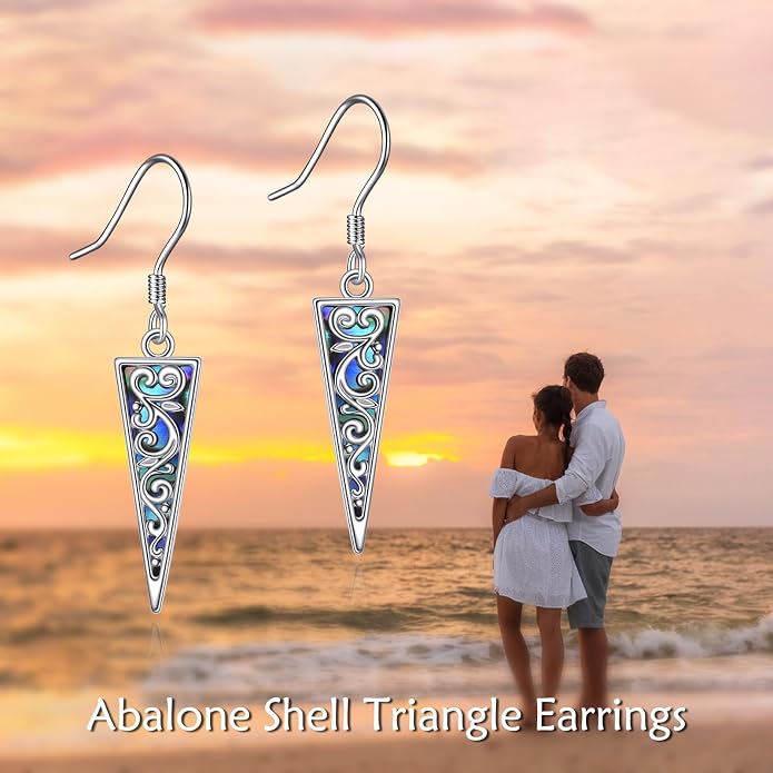 Abalone Shell Dangle Drop Earrings for Women 925 Sterling Silver Filigree Bohemian Earrings Jewelry Gift