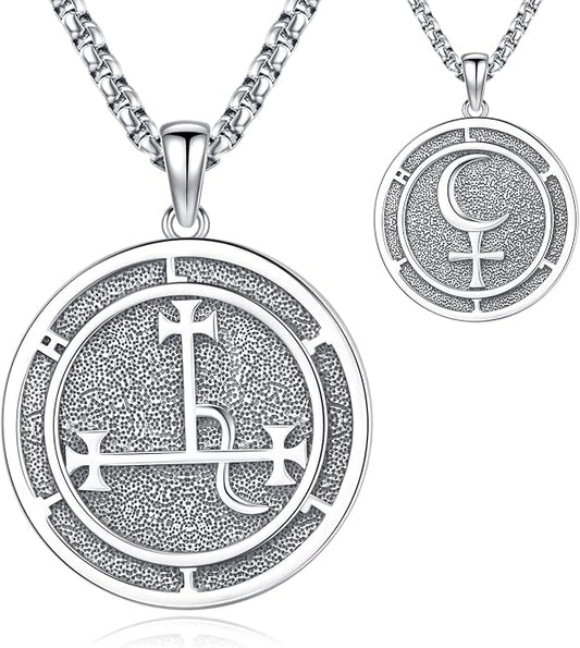 Pentagram Necklace Sterling Silver Triple Moon Goddess/Celtic Knot Witches Knot/Ankh/Sun and Moon/Hecate/Lilith/Santa Muerte/Tetragrammaton Pendant Necklace Pagan Wiccan Magic Egyptian Amulet Jewelry for Women Men